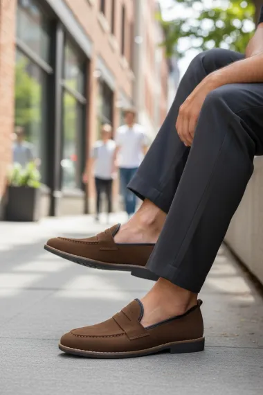 Mocasini barbati maro, tapla subtire, piele eco, comozi 12311 N15-2